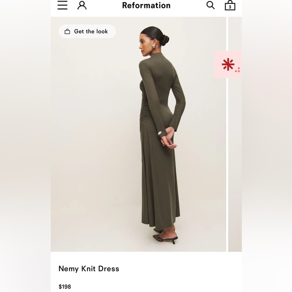 Reformation Nemy Dress- Pine Green - Picture 2 of 6